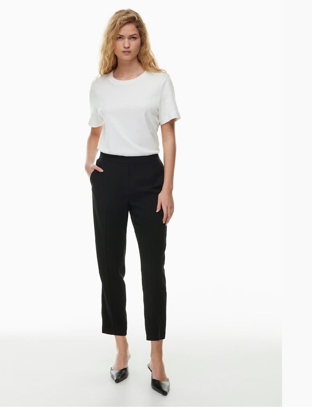 Aritzia Babaton Conan Black Crepe mid-rise trousers with elastic waist Size 4